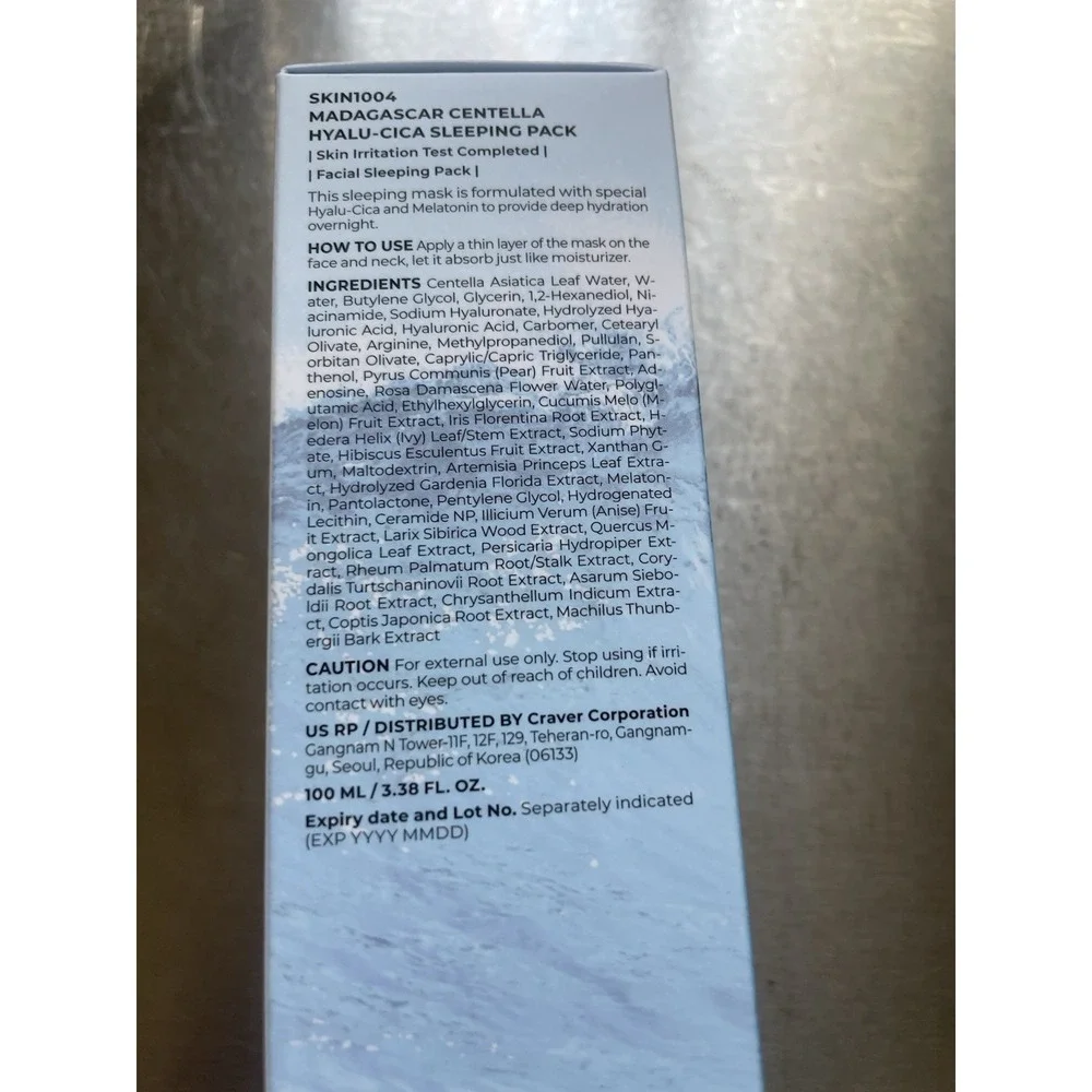 SKIN1004 Madagascar Centella, Hyalu-Cica Sleeping Pack,‎ 3.38 fl oz Exp 04/28